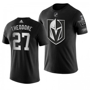 2019 Stanley Cup Playoffs Vegas Golden Knights Shea Theodore Black Blocker Men's T-shirt - Sale