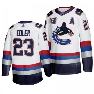 Alexander Edler Canucks 50th Anniversary White Vintage Authentic Jersey - Sale