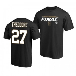 2020 Stanley Cup Playoffs Golden Knights Shea Theodore Black Western Conference Final Bound Overdrive T-Shirt - Sale