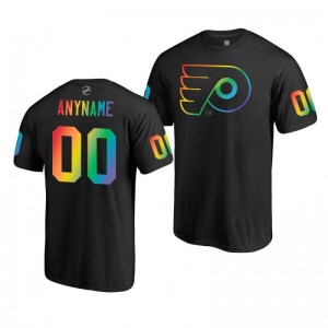 Custom Flyers Black Rainbow Pride Name and Number T-Shirt - Sale