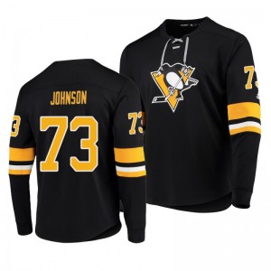 Penguins Jack Johnson Black Adidas Platinum Long Sleeve Jersey T-Shirt - Sale