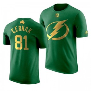 NHL Lightning Erik Cernak 2020 St. Patrick's Day Golden Limited Green T-shirt - Sale