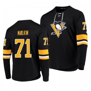 Penguins Evgeni Malkin Black Platinum Long Sleeve Jersey T-Shirt - Sale