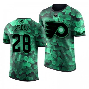Flyers Claude Giroux St. Patrick's Day Green Lucky Shamrock Adidas T-shirt - Sale