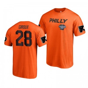 Flyers Claude Giroux 2019 NHL Stadium Series Name and Number Orange T-Shirt - Sale