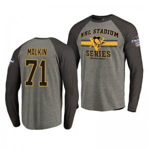 Penguins Evgeni Malkin 2019 NHL Stadium Series Coors Light Long Sleeve gray T-Shirt - Sale