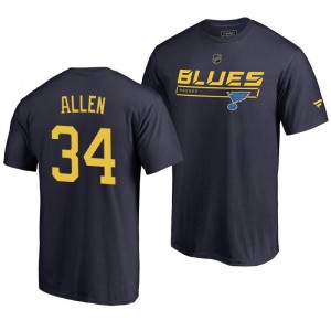 St. Louis Blues Jake Allen Blue Rinkside Collection Prime Authentic Pro T-shirt - Sale