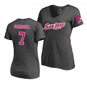 Mother's Day Pink Wordmark V-Neck Heather Gray T-Shirt San Jose Sharks Dylan Gambrell - Sale
