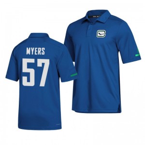 Canucks Tyler Myers Alternate Game Day Blue Polo Shirt - Sale