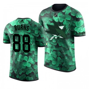 Sharks Brent Burns St. Patrick's Day Green Lucky Shamrock Adidas T-shirt - Sale