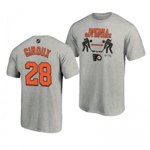 2020 Stanley Cup Playoffs Safe Distance Flyers Claude Giroux Heather Gray T-Shirt - Sale