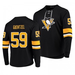 Penguins Jake Guentzel Black Platinum Long Sleeve Jersey T-Shirt - Sale