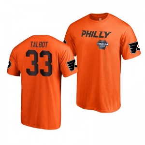 Flyers Cam Talbot 2019 NHL Stadium Series Name and Number Orange T-Shirt - Sale
