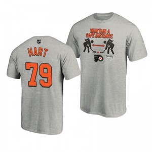 2020 Stanley Cup Playoffs Safe Distance Flyers Carter Hart Heather Gray T-Shirt - Sale