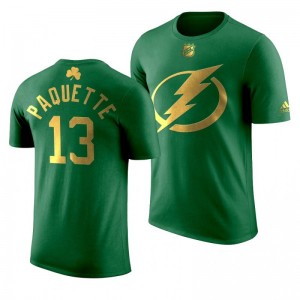 NHL Lightning Cedric Paquette 2020 St. Patrick's Day Golden Limited Green T-shirt - Sale