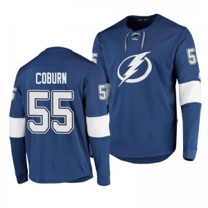 Braydon Coburn Lightning Adidas Platinum Long Sleeve Blue Jersey T-Shirt - Sale