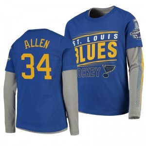 2019 Stanley Cup Champions Blues Royal Long Sleeve Jake Allen T-Shirt - Sale