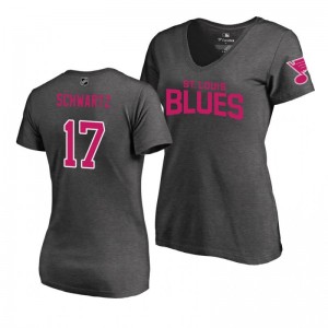 Mother's Day Pink Wordmark V-Neck Heather Gray T-Shirt St. Louis Blues Jaden Schwartz - Sale