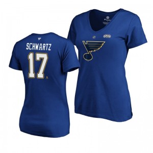 Blues 2019 Stanley Cup Final Jaden Schwartz Authentic Stack Blue Women's T-Shirt - Sale