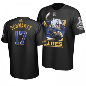 2019 Stanley Cup Final Blues Jaden Schwartz Cartoon Mascot T-Shirt - Black - Sale