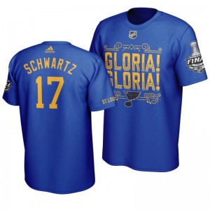 Jaden Schwartz Blues Navy Stanley Cup Final Gloria T-Shirt - Sale