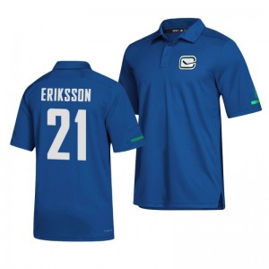 Canucks Loui Eriksson Alternate Game Day Blue Polo Shirt - Sale