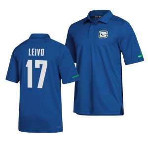 Canucks Josh Leivo Alternate Game Day Blue Polo Shirt - Sale