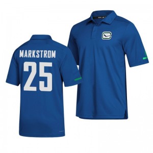 Canucks Jacob Markstrom Alternate Game Day Blue Polo Shirt - Sale