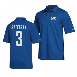 Canucks Brogan Rafferty Alternate Game Day Blue Polo Shirt - Sale