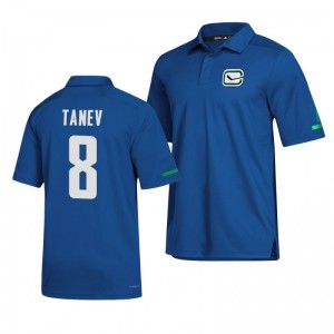 Canucks Christopher Tanev Alternate Game Day Blue Polo Shirt - Sale