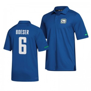 Canucks Brock Boeser Alternate Game Day Blue Polo Shirt - Sale
