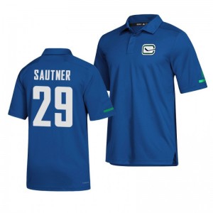 Canucks Ashton Sautner Alternate Game Day Blue Polo Shirt - Sale