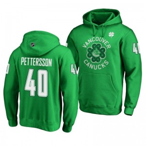 Elias Pettersson Vancouver Canucks St. Patrick's Day Green Pullover Hoodie