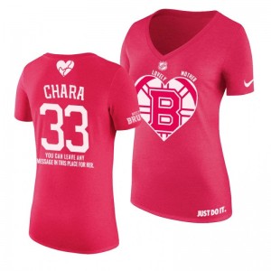 Zdeno Chara Boston Bruins Mother's Day V-neck Pink T-shirt - Sale
