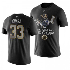 Zdeno Chara Bruins We Want The Cup Stanley Cup Final Black T-Shirt - Sale