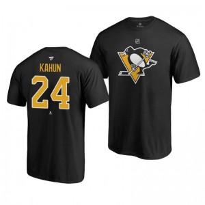 Dominik Kahun Penguins Black Authentic Stack T-Shirt - Sale