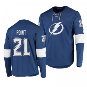 Brayden Point Lightning Platinum Long Sleeve Blue Jersey T-Shirt - Sale