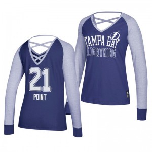 Brayden Point Tampa Bay Lightning 2019 Long Sleeve Women's Blue Adidas Contrast T-Shirt - Sale