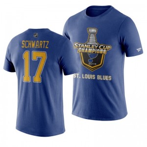 Blues 2019 Stanley Cup Champions Locker Room Jaden Schwartz T-Shirt - Blue - Sale