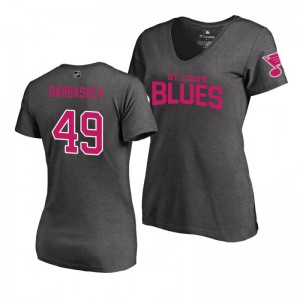 Mother's Day Pink Wordmark V-Neck Heather Gray T-Shirt St. Louis Blues Ivan Barbashev - Sale