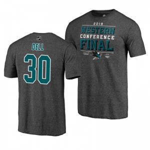 Sharks 2019 Stanley Cup Playoffs Aaron Dell Western Conference Finals Gray T-Shirt - Sale