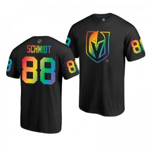 Nate Schmidt Golden Knights Name and Number LGBT Black Rainbow Pride T-Shirt - Sale