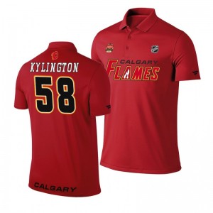 Flames 2019 Heritage Classic Red Oliver Kylington Polo Shirt - Sale