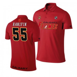 Flames 2019 Heritage Classic Red Noah Hanifin Polo Shirt - Sale