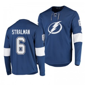 Anton Stralman Lightning Adidas Platinum Long Sleeve Blue Jersey T-Shirt - Sale