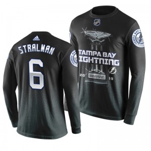 Lightning #6 Anton Stralman 2019 Presidents' Trophy Winners Backhand Score Long Sleeve T-shirt Black - Sale
