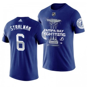 Lightning #6 Anton Stralman 2019 Presidents' Trophy Winners Backhand Score T-shirt Navy - Sale