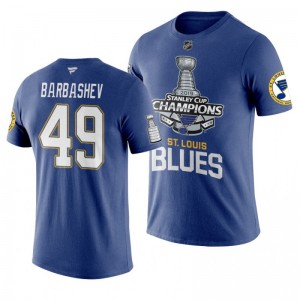 2019 Stanley Cup Champions Blues Ivan Barbashev Primary Logo T-Shirt - Blue - Sale