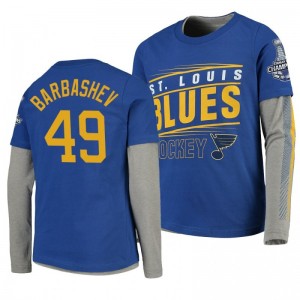 2019 Stanley Cup Champions Blues Royal Long Sleeve Ivan Barbashev T-Shirt - Sale