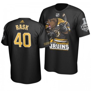 2019 Stanley Cup Final Bruins Tuukka Rask Cartoon Mascot T-Shirt - Black - Sale